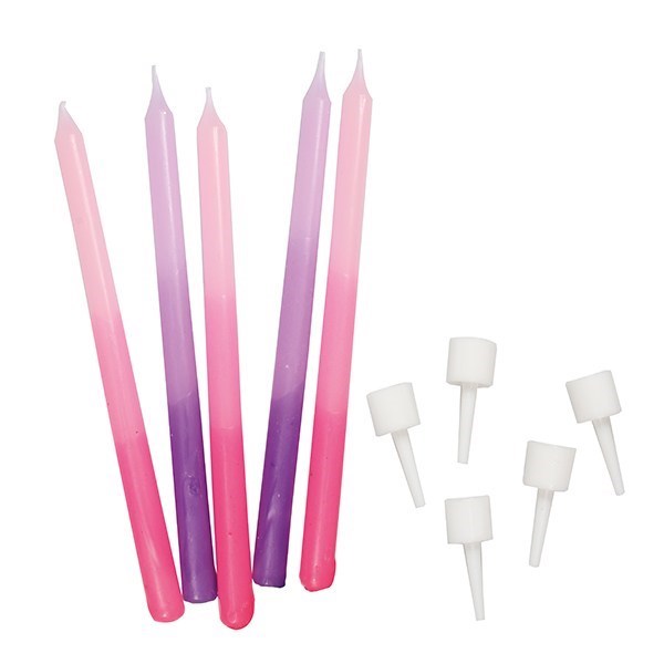 Pink & Purple Ombre Candles - Pack of 12