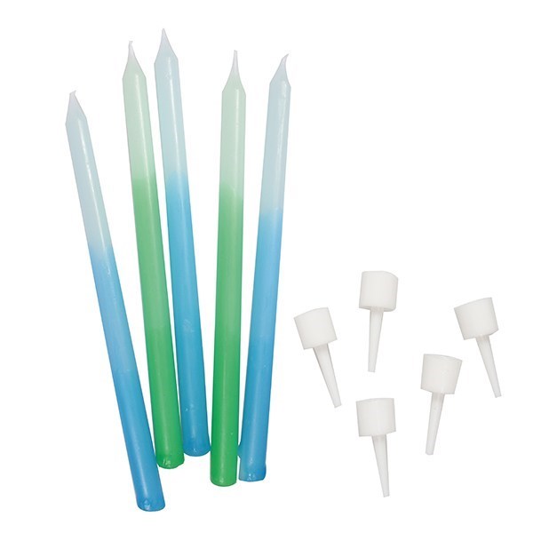 Blue & Green Ombre Candles - Pack of 12
